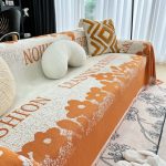 couvre canapé tissé orange