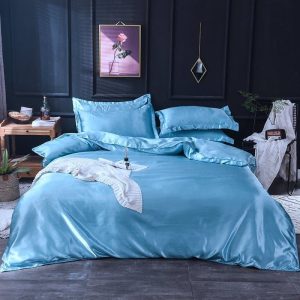 drap housse bleu ciel type satin