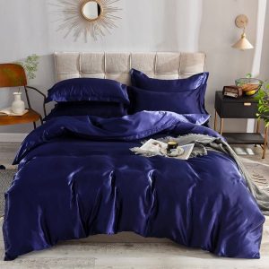drap housse bleu foncé type satin
