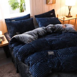 drap housse bleu marine en velours