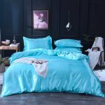 drap housse bleu turquoise type satin