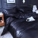 drap housse confortable noir satin
