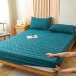 drap housse de lit bleu canard