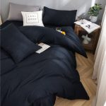 drap housse en coton bleu marine