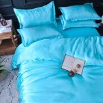 drap housse en satin doux couleur turquoise