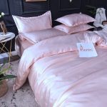 drap housse pour lit rose clair satin