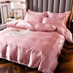 drap housse rose satin pour lit