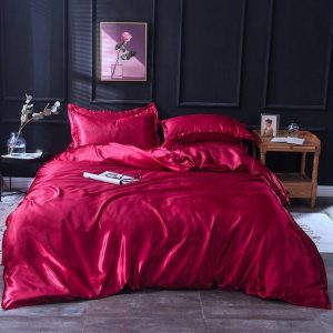 drap housse rouge type satin