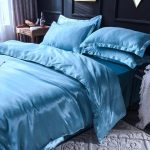 drap housse satin bleu ciel