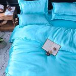 ensemble de literie bleu turquoise en satin