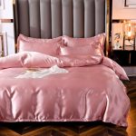 ensemble literie rose pêche satin