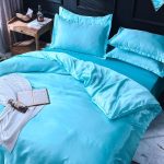 ensembles de lit en satin bleu turquoise