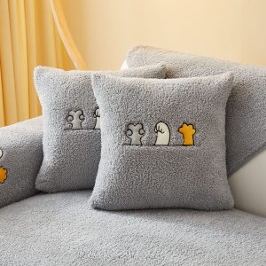 gris - 1 pièce - housses de coussin polaire