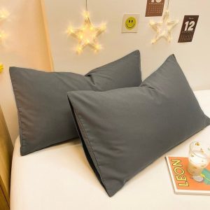gris - 2 pièces - housses de coussin 48x72cm