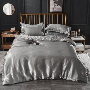 gris type satin drap housse