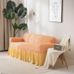 housse de canapé orange saumon extensible