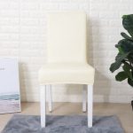 housse de chaise simili cuir blanc cassé