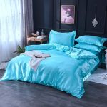 housse de couette bleu turquoise satinée
