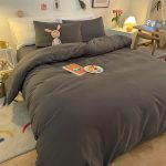 housse de couette douce gris foncé