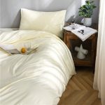 housse de couette en coton blanc cassé