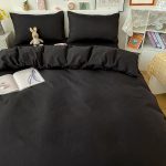 housse de couette en satin noir