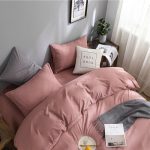 housse de couette et taies rose pêche