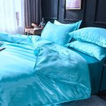 housse de couette satin bleu turquoise