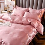 housse de couette satin rose pêche