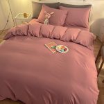 housse de couette unique rose