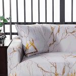 housse de coussin extensible 45x45cm blanc marbré or