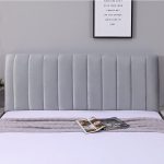 housse de tête de lit en lin gris clair