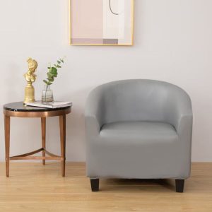 housse en simili cuir imperméable pour fauteuil cabriolet gris clair