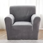 housse fauteuil velours gris clair