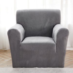 housse fauteuil velours gris clair