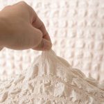 housse jupe extensible blanc cassé décorative