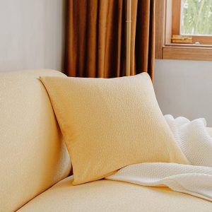 jaune pâle - 1 pièce - housses de coussin déperlantes premium 45x45cm