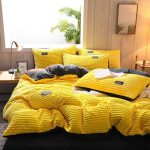 jaune velours drap housse housse de couette taies d'oreiller