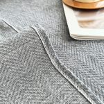 jeté d'ameublement gris tissé herringbone