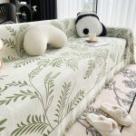 jeté de canapé avec motifs feuillage vert