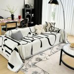 jeté de canapé blanc tissé avec lettres