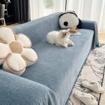 jeté de canapé bleu en herringbone