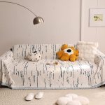 jeté de canapé bleu tissé