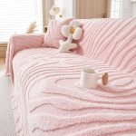 jeté de canapé doux en polaire rose