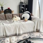 jeté de canapé en coton marron motifs arches