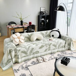 jeté de canapé feuillage douceur vert