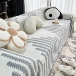 jeté de canapé gris clair tissé