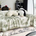 jeté de canapé motifs végétaux vert