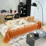 jeté de canapé orange tissé