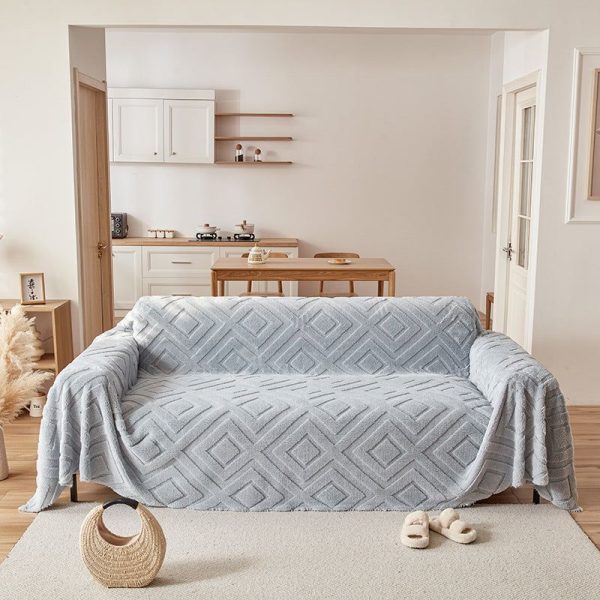 jeté de canapé polaire diamant bleu