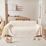 jeté de canapé polaire diamant écru